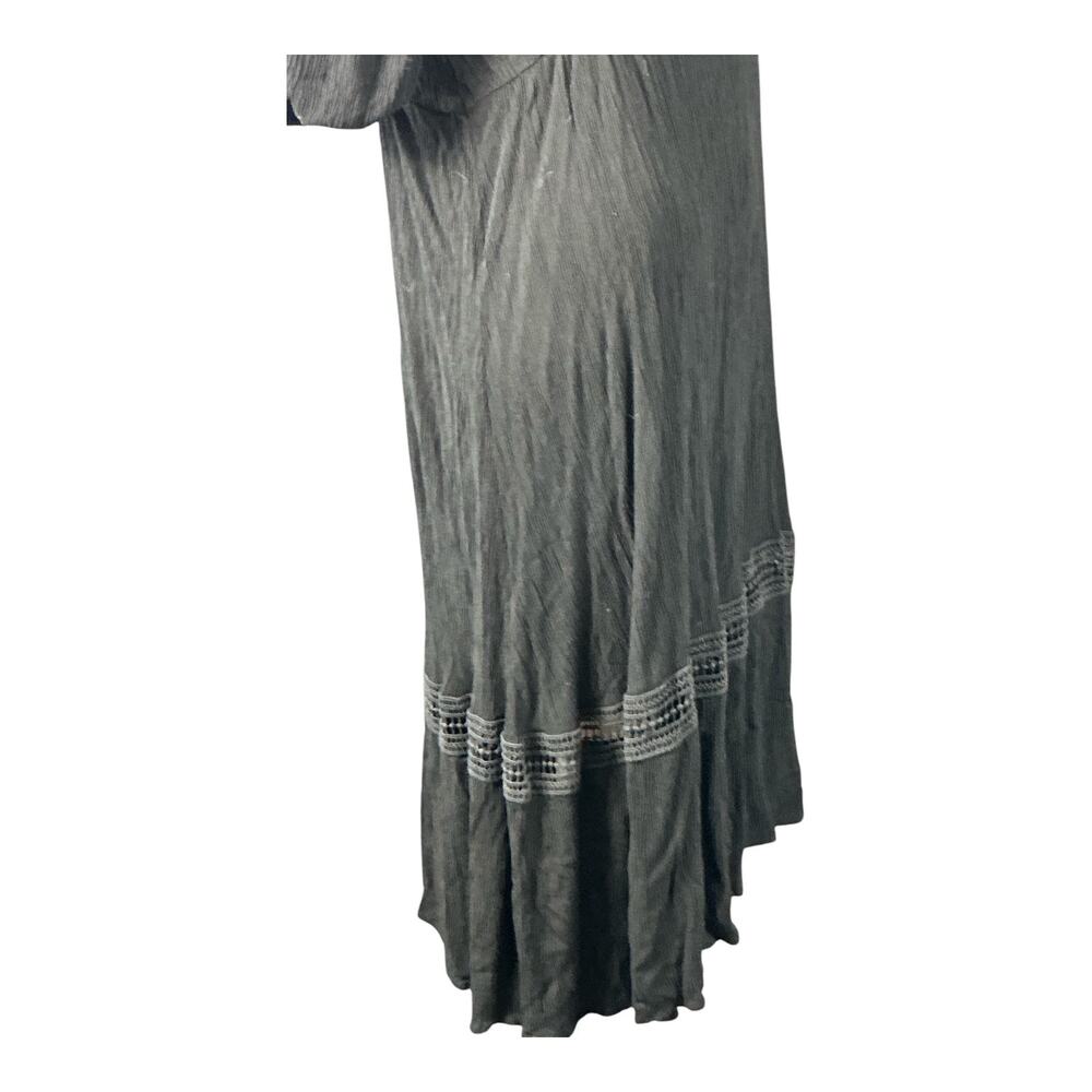 Disturbia Black Textured Midi Dress Puff Sleeve Gothic Witchy US 10 - Picture 5 of 11